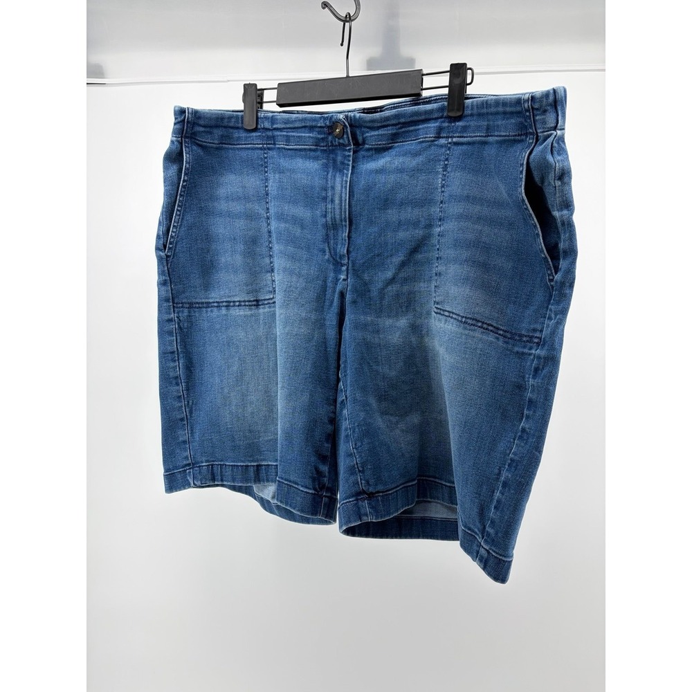 J.Jill Pull On Denim Shorts, Blue Stretch Bermuda, High Rise, Women's Size 22